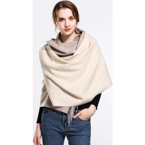 2020 Winter Tassel Shawl, Womens Pure Wool Warm Scarf. European and American Classic Color Matching Plaid Wool Scarf