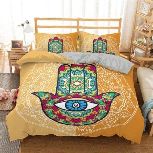 2021 Hamsa Bedding Sets Duvet Cover Bed Cover Psychedelic Pattern in Hamsa Hand of Fatima Spiral Boho Ethnic Bedclothes