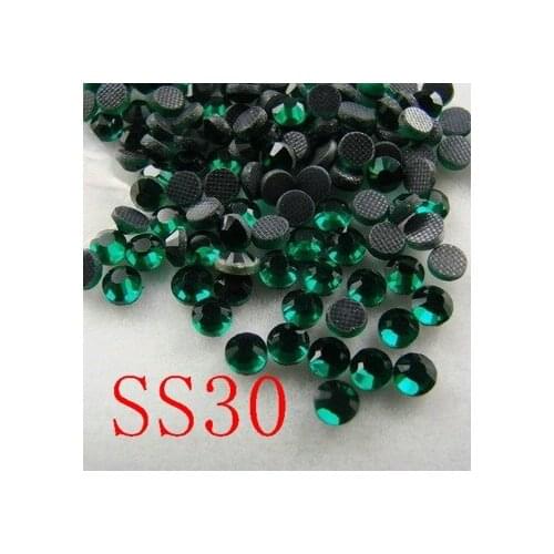 288pcs/lot SS30 Emerald Crystal DMC Hot Fix FlatBack Rhinestones glass heat transfer HotFix crystal stones for garment