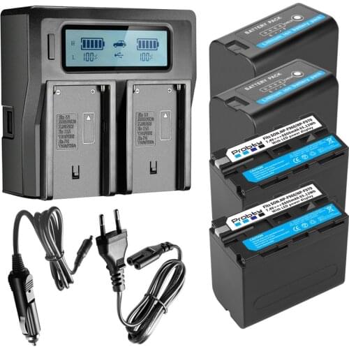 8800mAh/6200mAh NP F970 NP-F960 NP-F770 Power Indicator Battery Batterie +Ultra Fast LCD Dual Charger for Sony NP F970 F960 F750