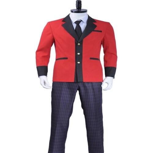 Anime Kakegurui Compulsive Gambler Manyuuda Kaede Cosplay Costume Custom Red Jacket Tie Pants Academy Uniform Full Set
