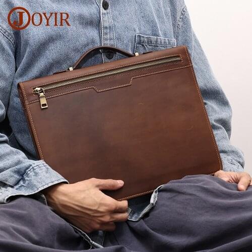 JOYIR Genuine Leather Men Portable Briefcase Male 13.3" Laptop Handbag Business Multifunction iPad Portfolio Case Document Bag