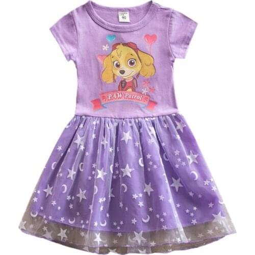 Disney 2021 summer wear the new childrens clothing tomas cartoon stars the moon hem cotton dress with short sleeves