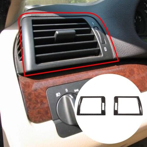 For BMW 3 Series E46 1998-2004 ABS Carbon Car Dashboard Side Air Conditioning Air Outlet Frame Decoration Cover Trim Accessories