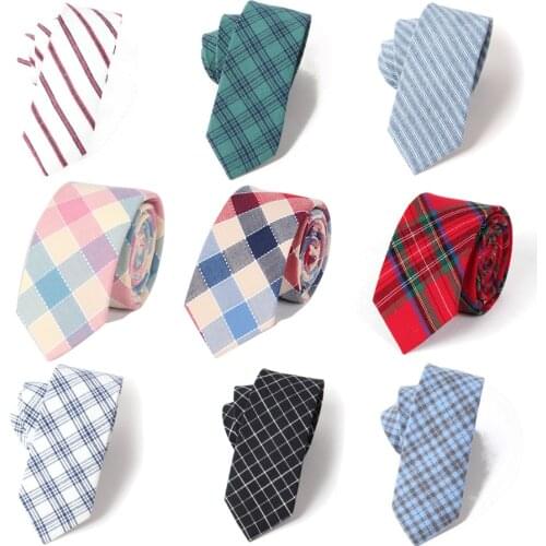 Ricnais 6.5cm Cotton Mens Tie Floral Ties For Men Wedding Business Women Fashion Skinny Cravate Slim Striped Checked Neck Tie