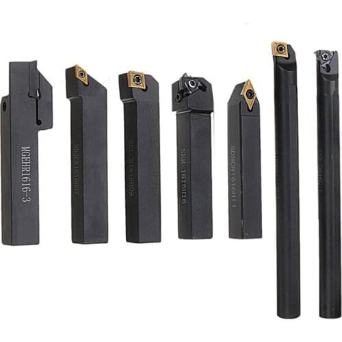 GTBL 7Pcs/Set 16Mm Shank Lathe Turning Tool Holder Boring Bar CNC Tools Set with Carbide Inserts and Wrenches