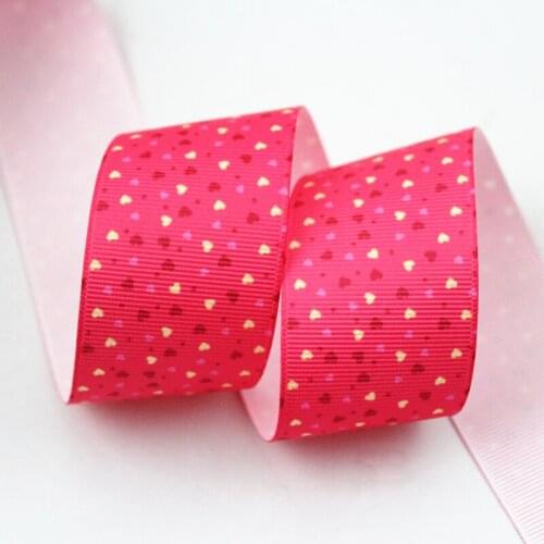 Red heart pattern printed grosgrain ribbon 9-75mm DIY handmade materials christmas wedding gift wrap tape ribbons
