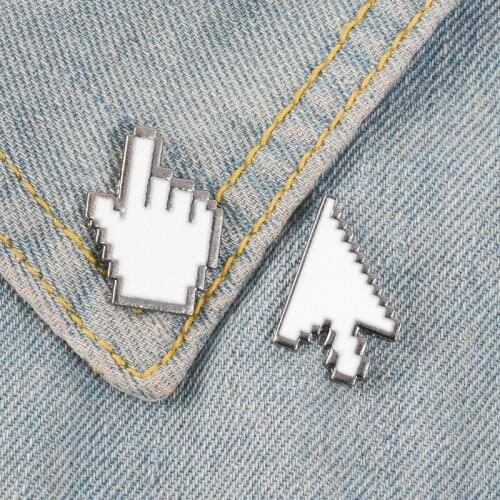 Creative Cartoon White Gesture Arrow Finger Direction Brooch For Friends And Kids Badge Pin Buckle Shirt Gift Enamel Jewelry