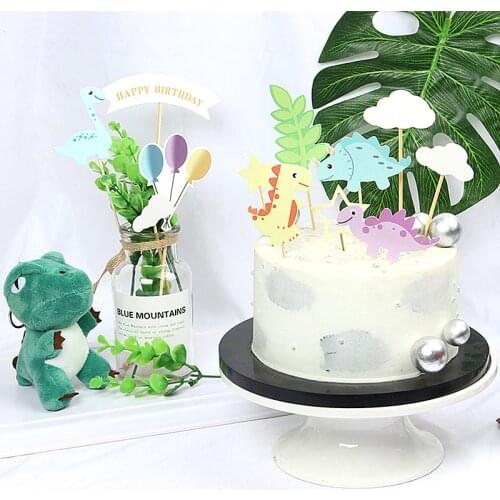 Jurassic dinosaur cupcake toppers childrens birthday cake topper Cartoon animal Paperboard Childrens Day Birthday Party