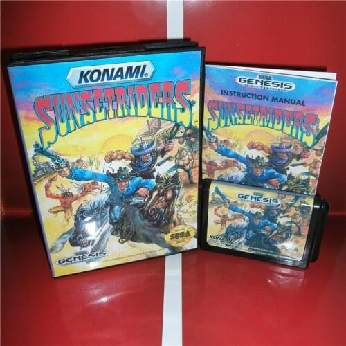 MD games card - Sunset Riders US Cover with Box and Manual For Sega Megadrive Genesis Video Game Console 16 bit MD card