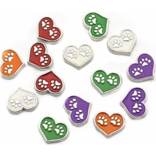 Mix 10pcs/Lot Heart;Footprint Fit Living Glass Lockets Accessory Charms Bracelet DIY Jewelr