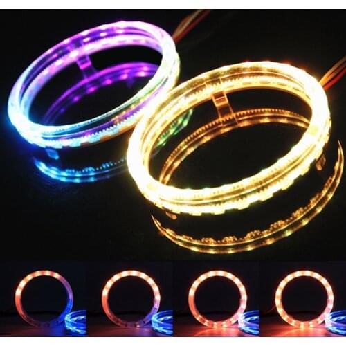 Multi-Color RGB APP Control Angel Eyes LED Halo Rings Lights Dynamic Sequential Flowing Turn Signal Running Lamp For Headlight