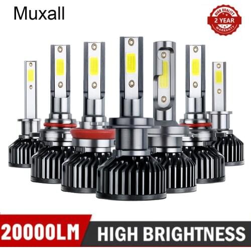 Muxall LED Car Headlight Bulbs H7 H4 H11 H1 9005 9006 H3 80W 20000Lm/Pair Turbo COB Led Lamp 12V Automotives 880 H8 Lights