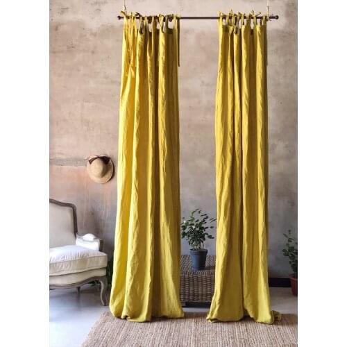 Premium 100% Linen Soft Curtains semi-blackout Ginger Ramie Curtain Norse Hemp Yarn Window Drapes for Living Room Bedroom