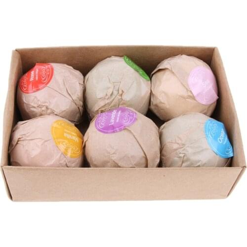 6pcs Handmade Natural Bath Salt Essential Oils Balls Kit Moisturize Dry Skin for Women Men Boys Kids