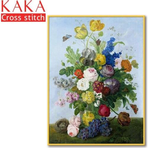 Cross stitch kits,Embroidery needlework sets with printed pattern,11CT-canvas for Home Decor Painting,Flowers Full NCKF312