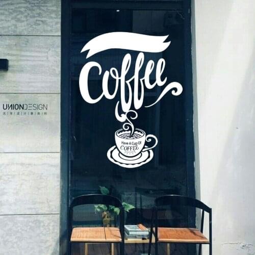 Coffee Shop Wall Decal Cafes Milk Tea Bakey Cake Wall Art Sticker Decal DIY Home Decoration Mural Decor Coffee Glass Sticker