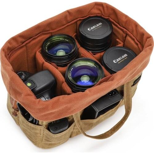 New Men Oil Wax Canvas Top-Handle Bag Waterproof Camera Bag Retro Fashion Handbag Photography Bags For Camera Lens Flash Light