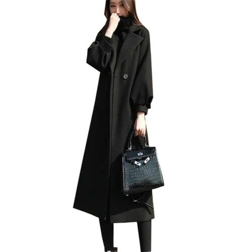 Autumn winter clothes new thick warm woolen long jacket Long sleeve woman coats loose cashmere womens coat Outerwear Plus size