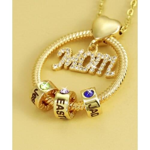 Personalized Birthstones Necklaces for Women Custom Name Crystal Pendant Necklace Family Mother Love Gift