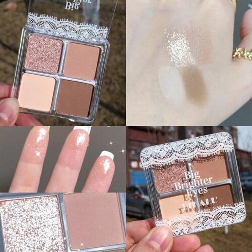 4 Color Eyeshadow Palette Pearlescent Matte Earth Transparent Grid Eyeshadow Lasting Eyes Makeup Cosmetic Shiny Makeup tools