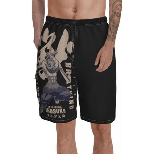 Beach Breathable Quick Dry Graphic Anime Cosplay Sports Kisatsutai Inosuke (2) Male Shorts