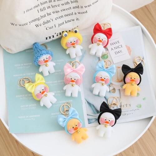 10cm Cartoon Cute LaLafanfan Cafe Duck Plush Pendant Stuffed Soft Kawaii Duck Doll Animal Pillow Birthday Gift For Kids Girls
