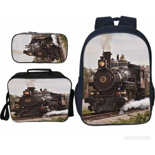 Locomotive Steam Train Kindergarten Backpack 16 Inch Kids School Bags Mini mochila Preschool Backpack for Children Book Bag