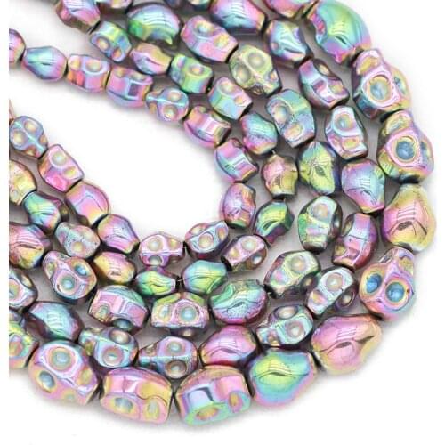 Light Purple Skull Head Hematite Natural Stone 4x6/6x8/8x10MM Spacer Loose Beads For Jewelry Making Diy Bracelets Accessories