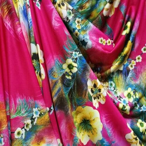 Colorful Flower Printing Swimwear Fabric Cotton/Spandex Knitted Fabric Stretch Fabric DIY Sewing Sportwear Gymnastic Leotart