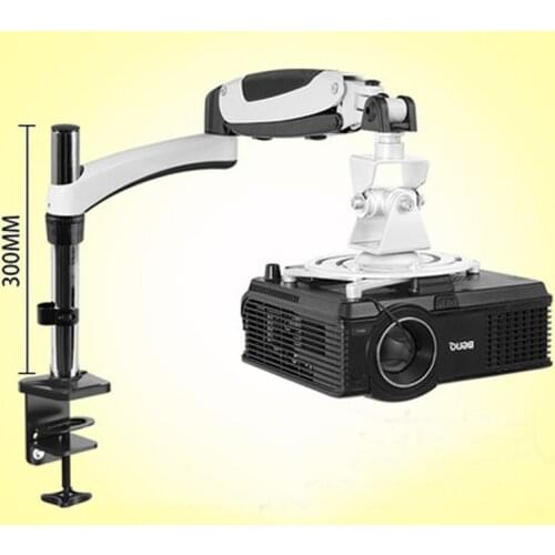 DL-PR03C universal projector desk mounted bracket stand gas spring clamp gromment hole 0-6.5kg with hook tray 1/4inch screw