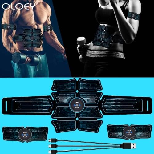 USB Recharge EMS ABS Abdominal Muscle Stimulator Trainer Electrostimulation Fitness Massager Home Gym Abdomen Muscular Exercise
