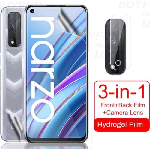 Back front hydrogel film for realme narzo 30 4g 5g screen camera lens protectors glass on realmi narzo30 2021 not tempered glass