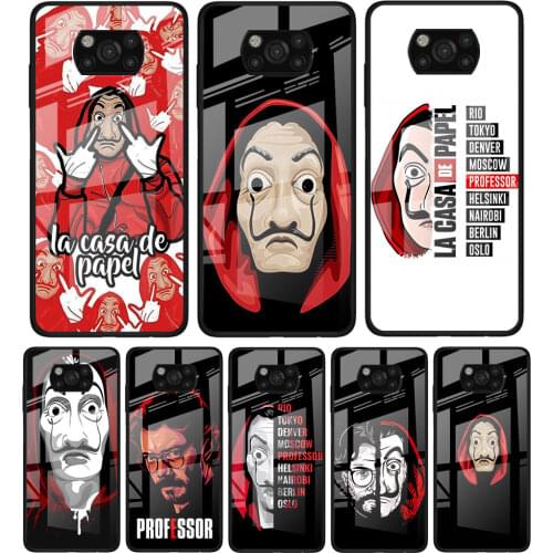 La Casa De Papel for Xiaomi Poco X3 NFC F3 M2 F3 F2 X2 X3 Pro Redmi Note 8 9 10 Pro 8T 9T 9S Tempered Glass Phone Case Coque