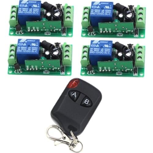 1CH Wireless Remote Control Switch System z-wave 12V 4pcs Receiver & 1pc 2-Button Transmitters for Gate Garage Door SKU: 5347