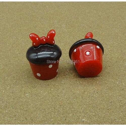 1pcs/lot Resin hote sell red bowknot spots cake cup 24mm kawaii cabochons DIY christmas decorations A008-8