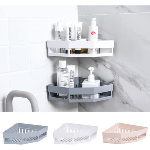 1PC Wall-mounted Holders Home Wash Bathroom Shelf Organizer Seamless Tripod Corner Storage Rack Shelves for Wall Sponge Holder