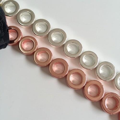 12MM 64Pcs-2Strands/Pack White/Rose Gold Color Round Natural Hematite Bead Strands Semi-precious Jewelry Beads