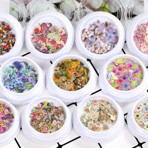 2 Boxes of Animals Plants Flowers Insects Butterflies Bears Nail Art Sequins Flake Manicure Tips