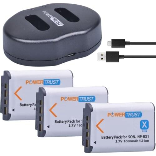 3Pcs 1600mAh NP-BX1 NP BX1 Battery +Dual USB Charger for Sony DSC-RX100 DSC-WX500 HX300 WX300 HDR AS100v AS200V AS15 AS30V AS300