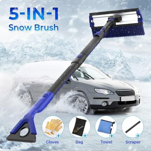 4-in-1 Upgrade Extendable Snow Shovel Ice Scraper Snow Brush Water Remover For Car Auto SUV Frost Windshield Cleaner Winter Tool
