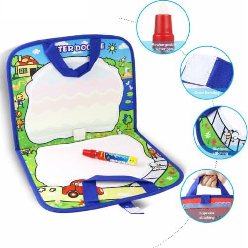 46X29cm Magic Water Drawing Mat with 1 Magic Pen Handbag Design Doodle Mat Farm Theme Drawing Toys Educational Toys for Kids