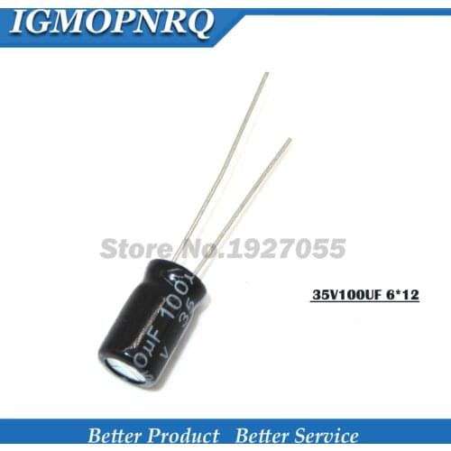 50PCS 35V100UF 6*12mm 100UF 35V 6.3*12 Electrolytic capacitor