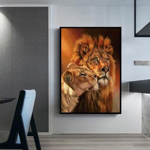 5D DIY Diamond Painting Animal Lion Cross Stitch Kit Full Square/Round Diamond Embroidery Rhinestone Mosaic Home Decoration Gift