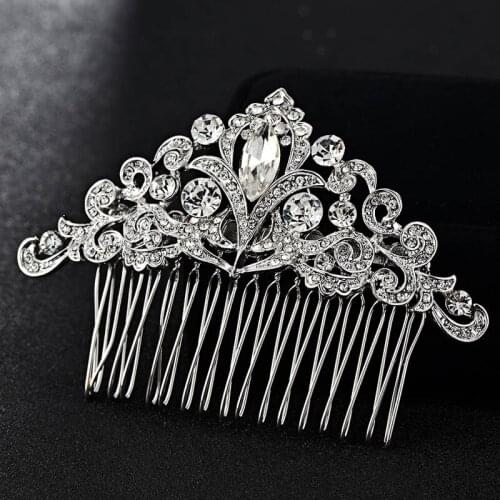 Blucome Women Bridal Hair Jewelry Hair Combs Accessories Women Hairpins Tiara Rhinestone Head Jewelry for Bridal Gifts