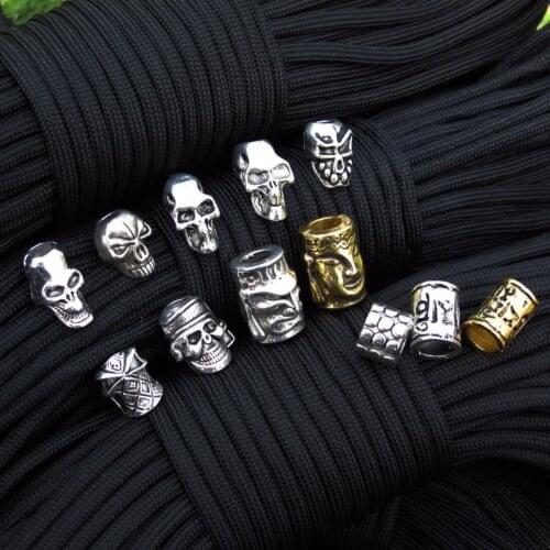 10Pcs/Lot Paracord Beads Metal Charms Skull For Paracord Bracelet Accessories Survival,DIY Pendant Buckle for Knife Lanyards