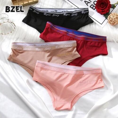 BZEL Sexy Womens Cotton Panties Underwear Seamless Briefs Solid Woman Mid Rise Panty Comfort Underpants Soft Lady Lingerie M-XL