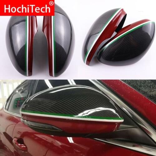 For Alfa Romeo Giulia 2015 - 2019 mirror shell Italian flag style carbon fiber rearview mirror cover rearview mirror accessories