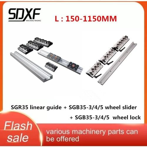 The length is 150-1150mm 1/2 PCS built-in dual-axis linear guide SGR35 + rolling block SGB35-3/4/5 wheel lock series