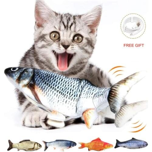 Electric Cat Toy Fish USB Charger Interactive Realistic Cat Chew Bite Toys Catnip floppy Fish Cat toy Cat Wagging Toy